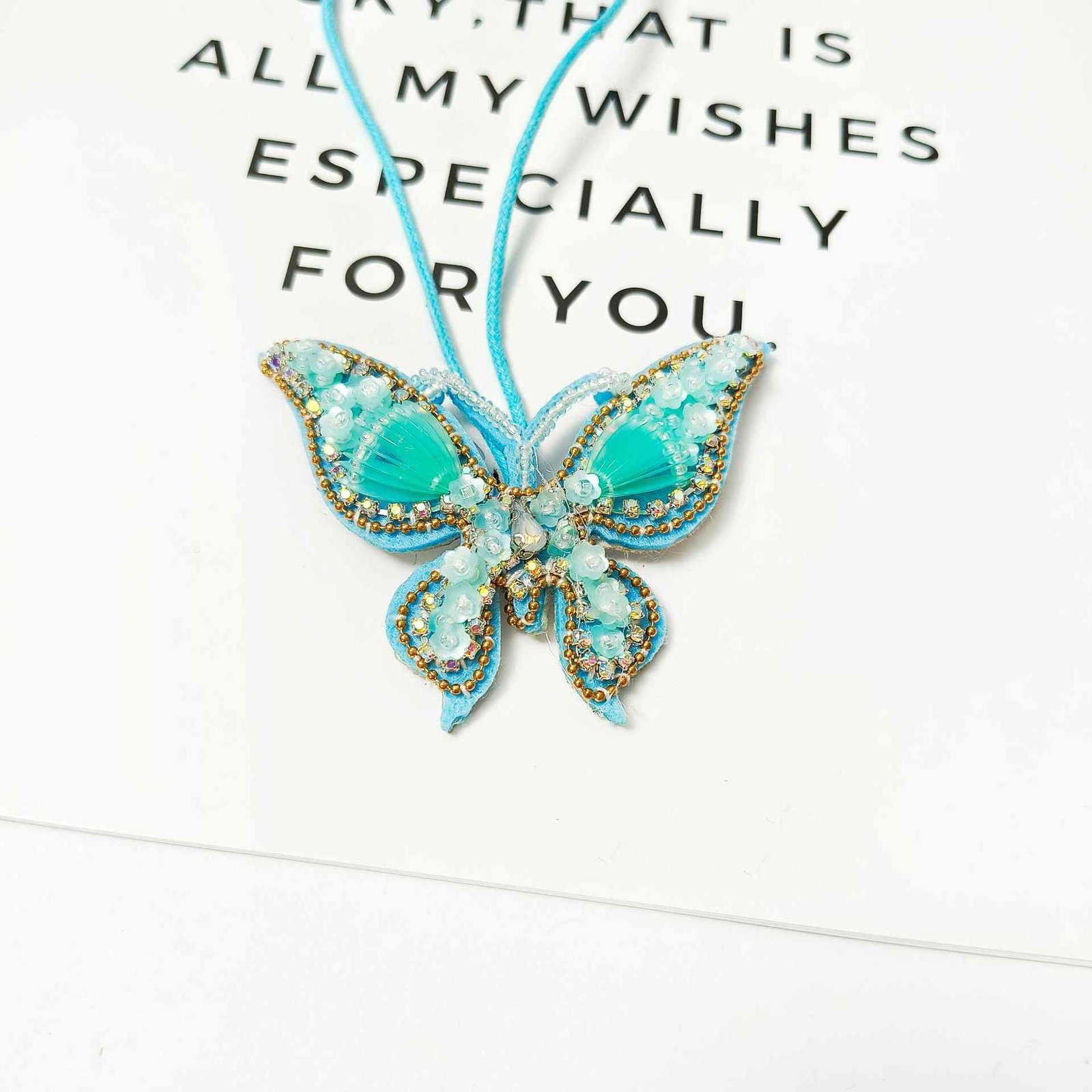 butterfly handmade embroidery pendant beaded applique DIY fashion accessory