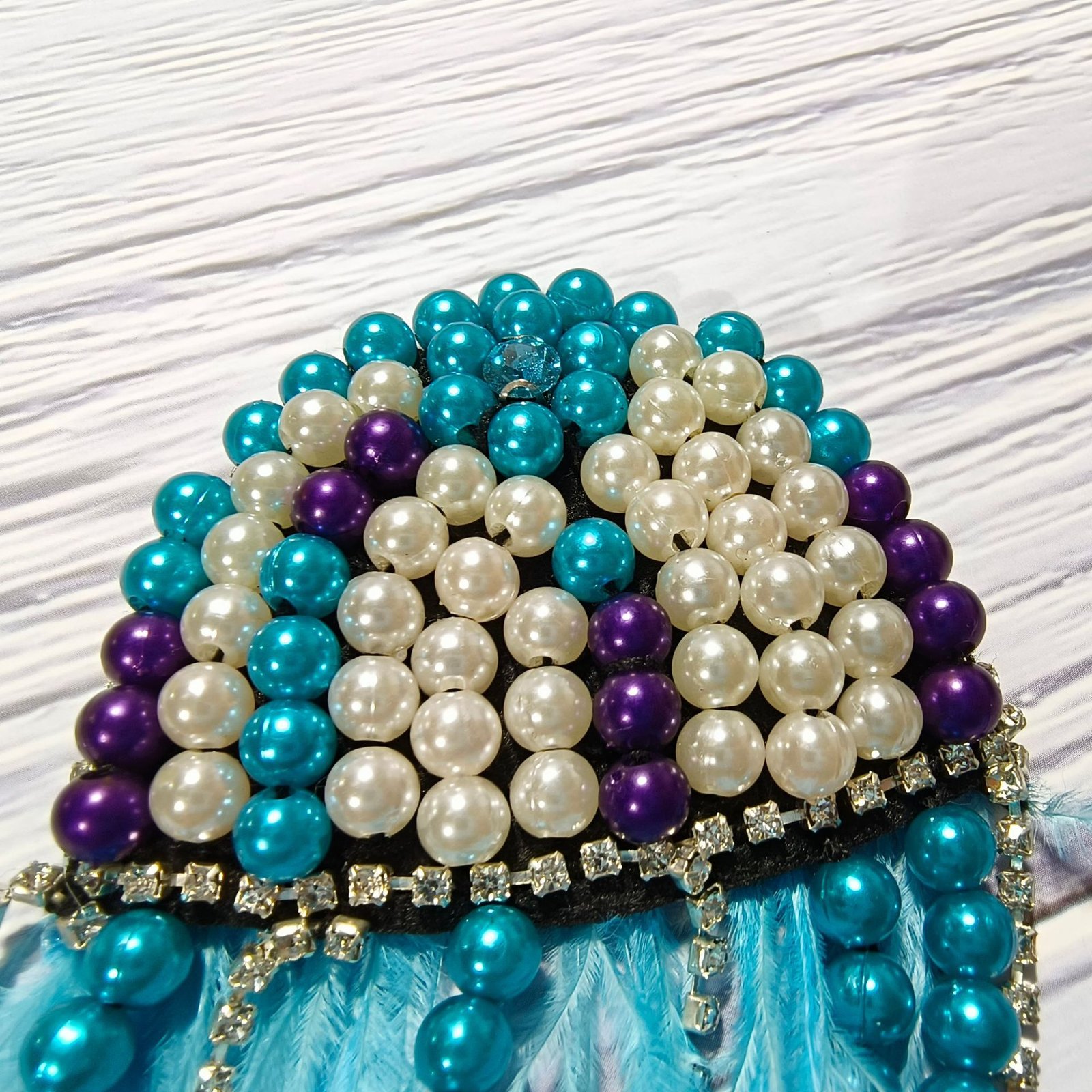 Blue and purple jellyfish beaded embroidery applique handmade ocean animal patch DIY accessory