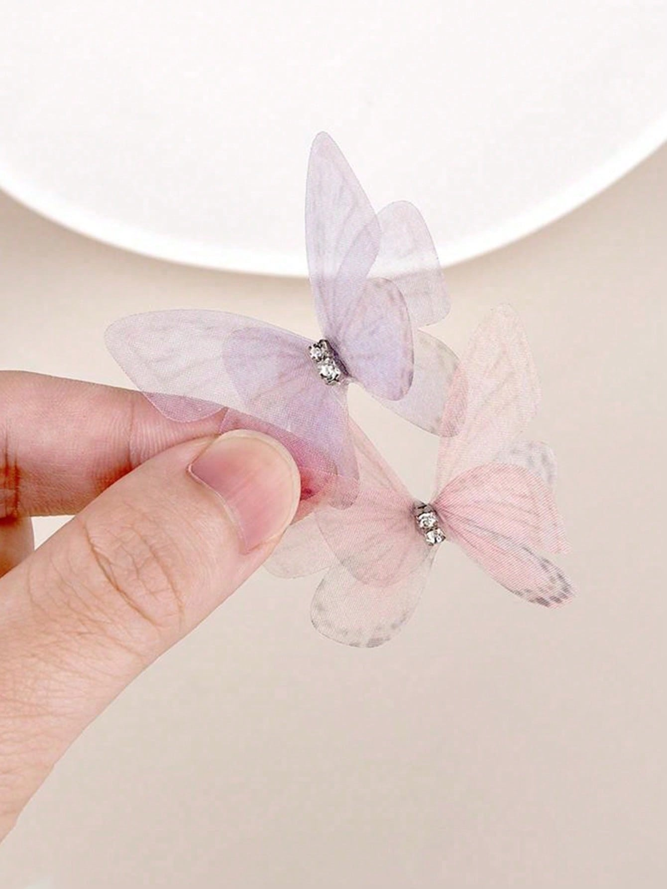 20pcs 3D Organza Butterfly Appliques – Double Layer Fabric Patches for DIY Crafts, Clothes, Hair Accessories, Wedding Decoration - 图片 2