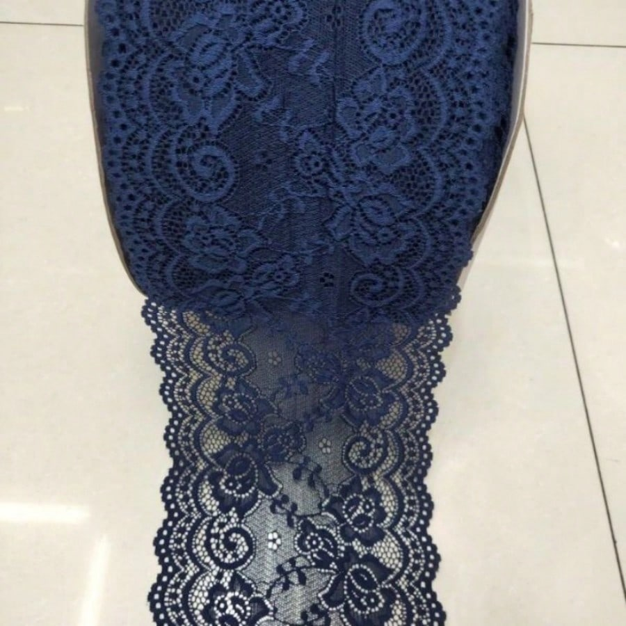 15cm Wide Elastic Floral Lace – Multicolor Stretch Trim for Wedding & Fashion DIY - 图片 3
