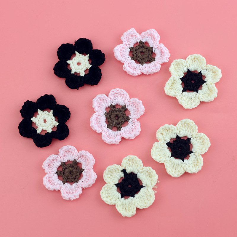 Combination set of crochet cotton flower appliques handmade embroidery patches for sewing and craft decoration