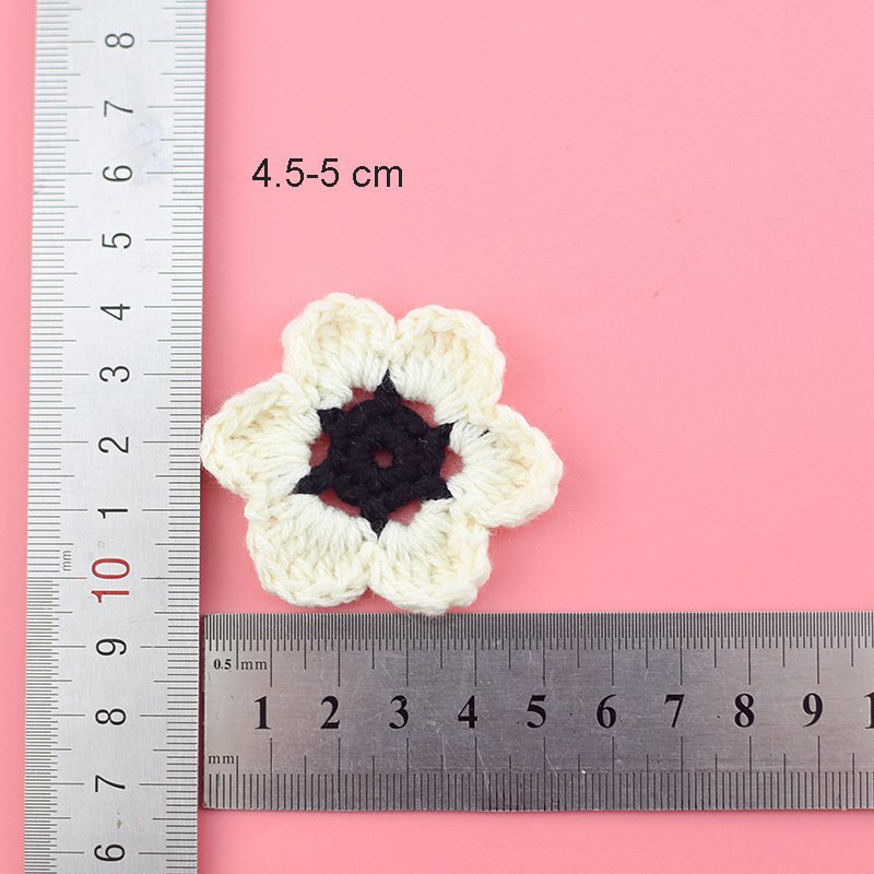 Handmade cotton crochet flower applique with size measurement embroidery patch for DIY sewing
