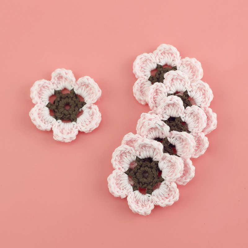 Handmade crochet small multicolor flower appliques cotton yarn embroidery patches for DIY sewing crafts