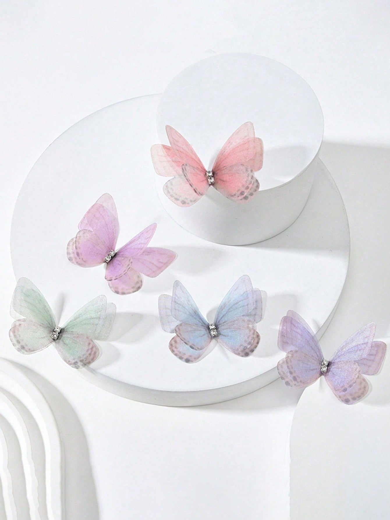 20pcs 3D Organza Butterfly Appliques – Double Layer Fabric Patches for DIY Crafts, Clothes, Hair Accessories, Wedding Decoration - 图片 3