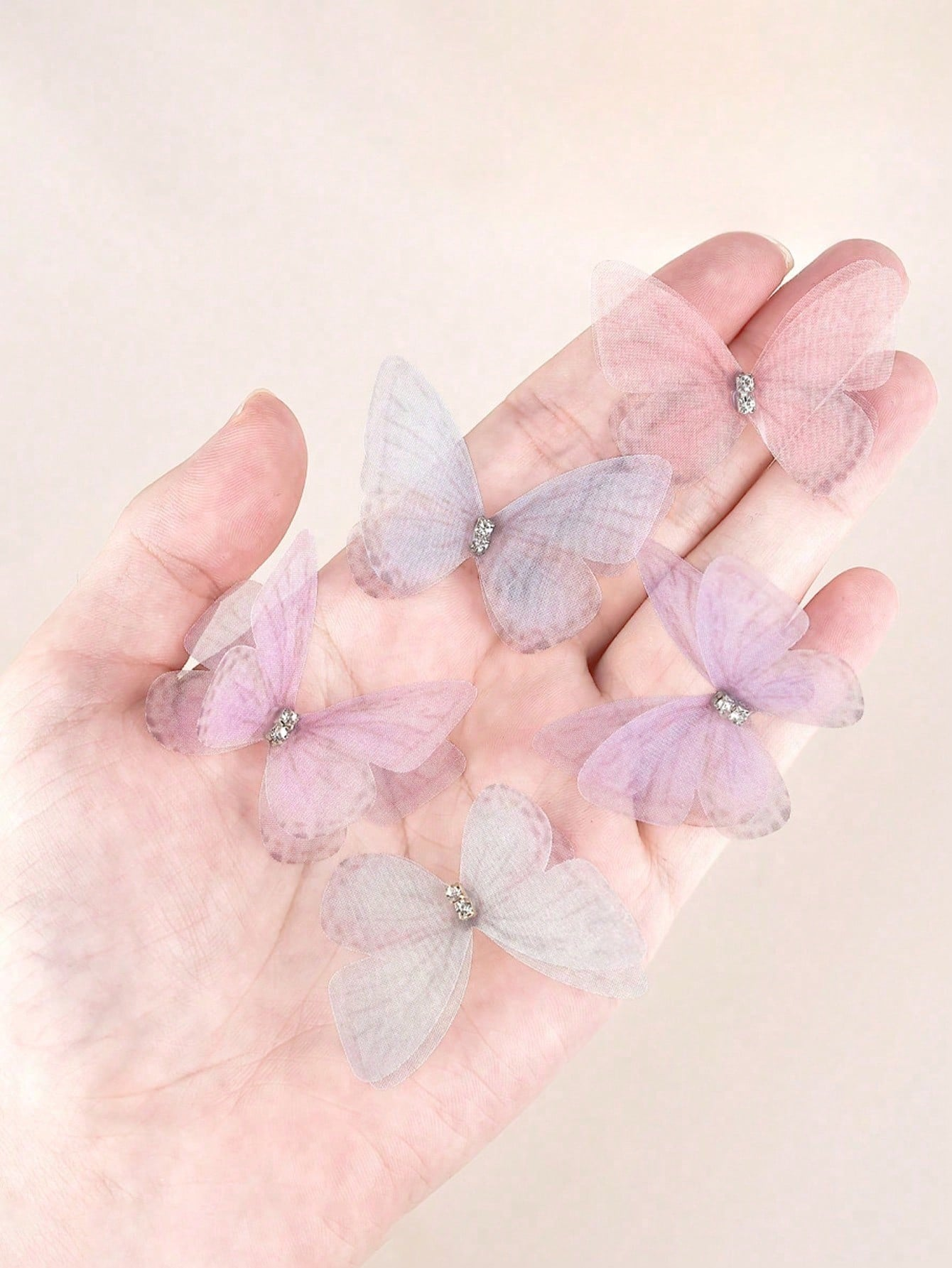 20pcs 3D Organza Butterfly Appliques – Double Layer Fabric Patches for DIY Crafts, Clothes, Hair Accessories, Wedding Decoration - 图片 4