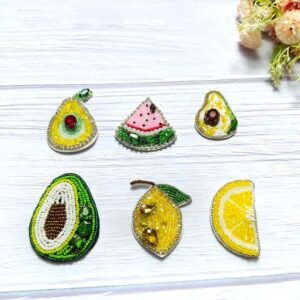 Pomegranate fruit beaded embroidery applique handmade patch DIY clothing accessory