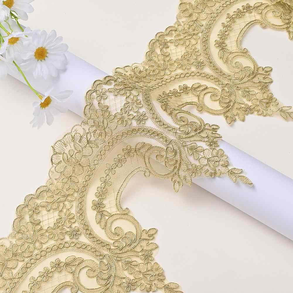 Delicate mesh embroidered lace border with bone structure for fashion design