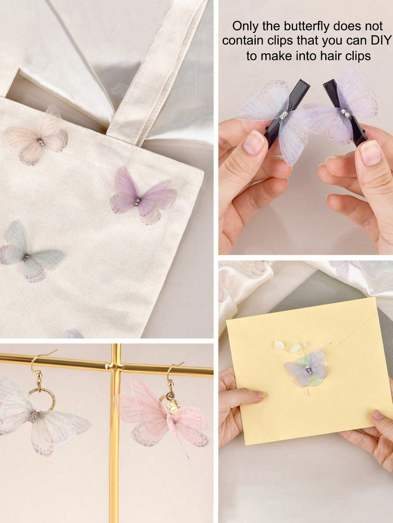 20pcs 3D Organza Butterfly Appliques – Double Layer Fabric Patches for DIY Crafts, Clothes, Hair Accessories, Wedding Decoration - 图片 5