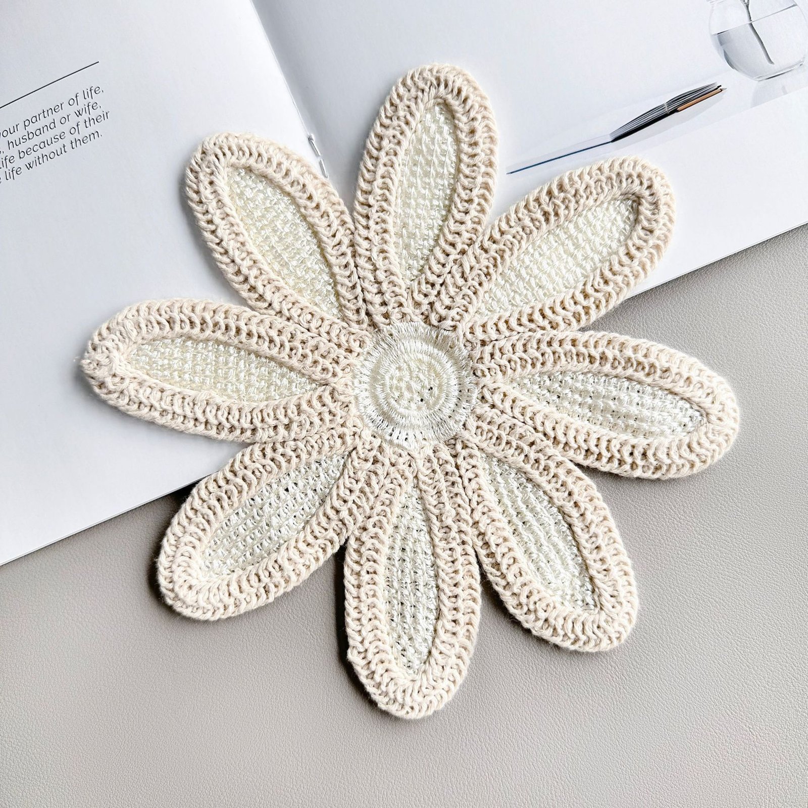 Handmade crochet flower applique lace embroidery patch water soluble DIY accessory