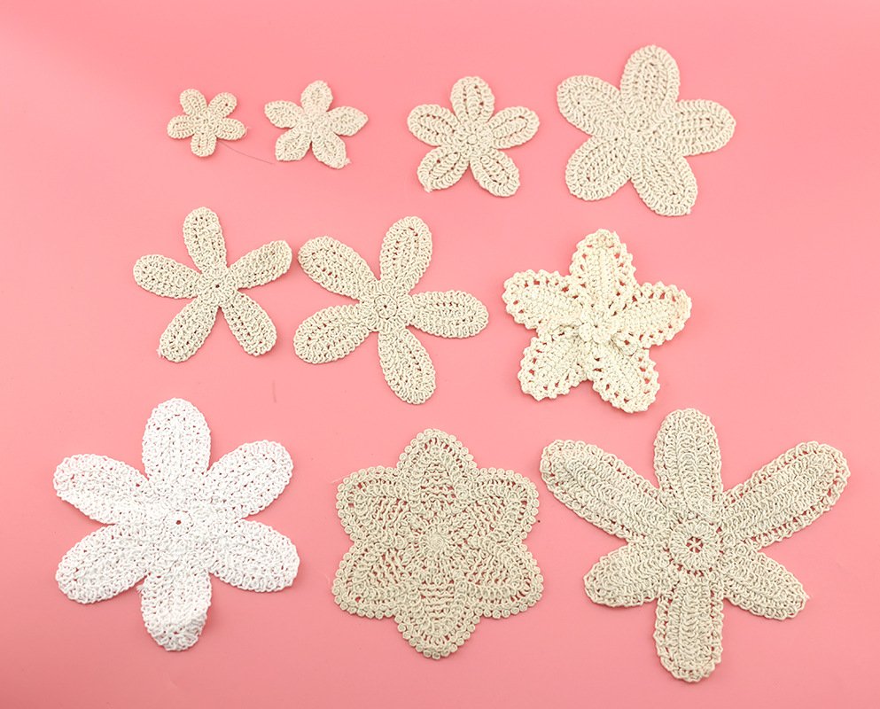 Large handmade cotton crochet flower applique lace embroidery patch for DIY fashion and decoration