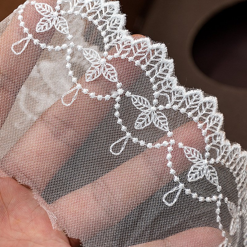 Leaf design tulle lace border fabric for handmade fashion clothing