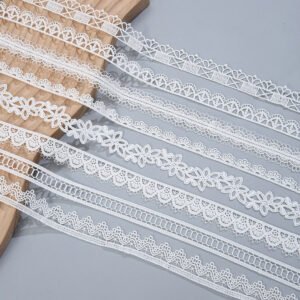 Delicate water soluble lace trim with milk silk embroidery for DIY sewing