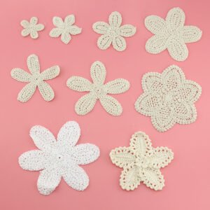 Mixed cotton crochet flower appliques handmade lace embroidery patches for clothing crafts