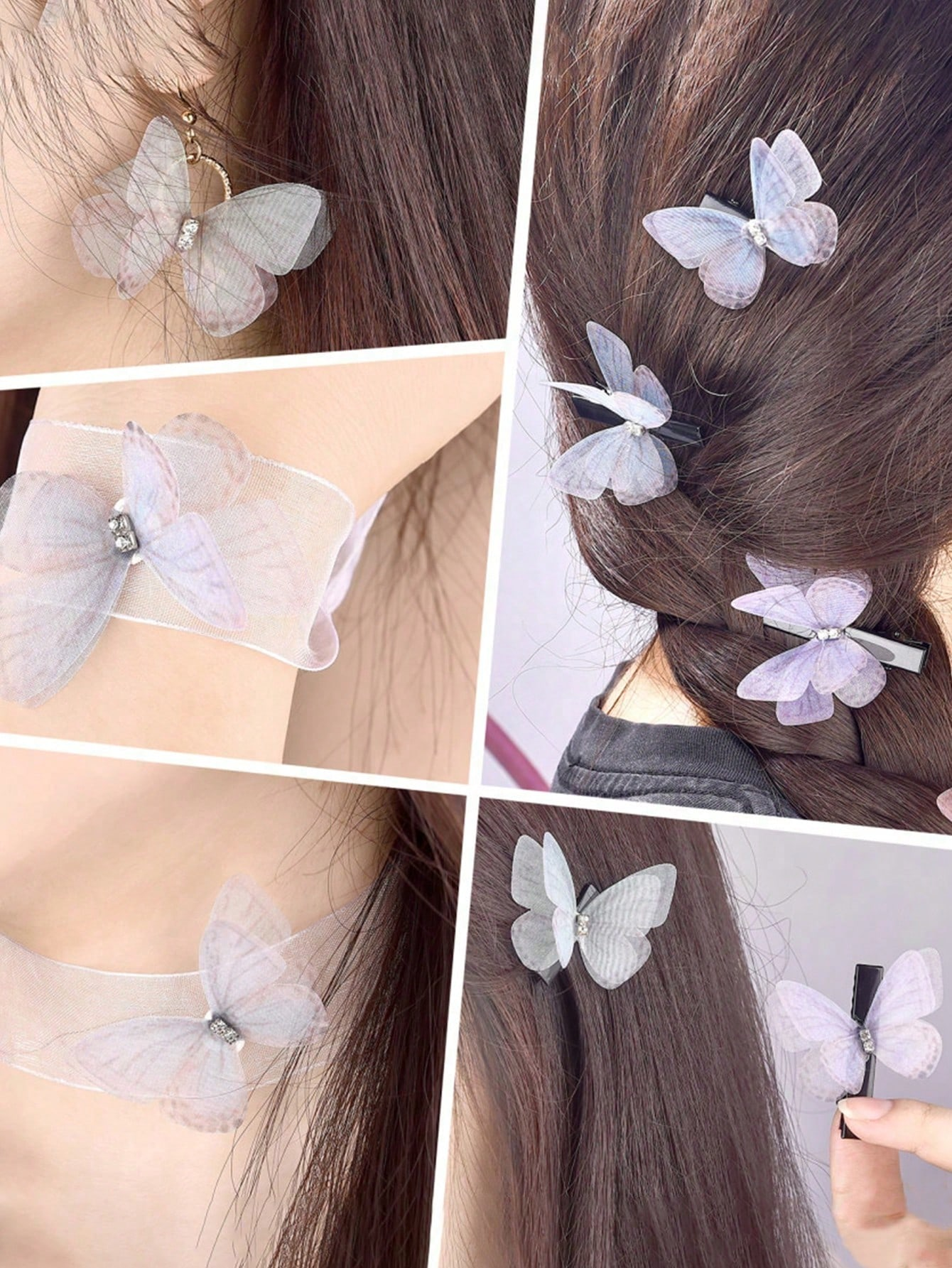20pcs 3D Organza Butterfly Appliques – Double Layer Fabric Patches for DIY Crafts, Clothes, Hair Accessories, Wedding Decoration - 图片 6
