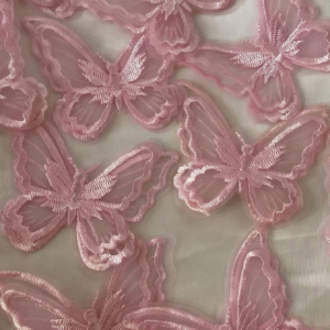 Pink Embroidered Butterfly Sewing Patches – Decorative Appliques for Clothes, DIY Crafts, Garment Decoration & Wedding Accessories