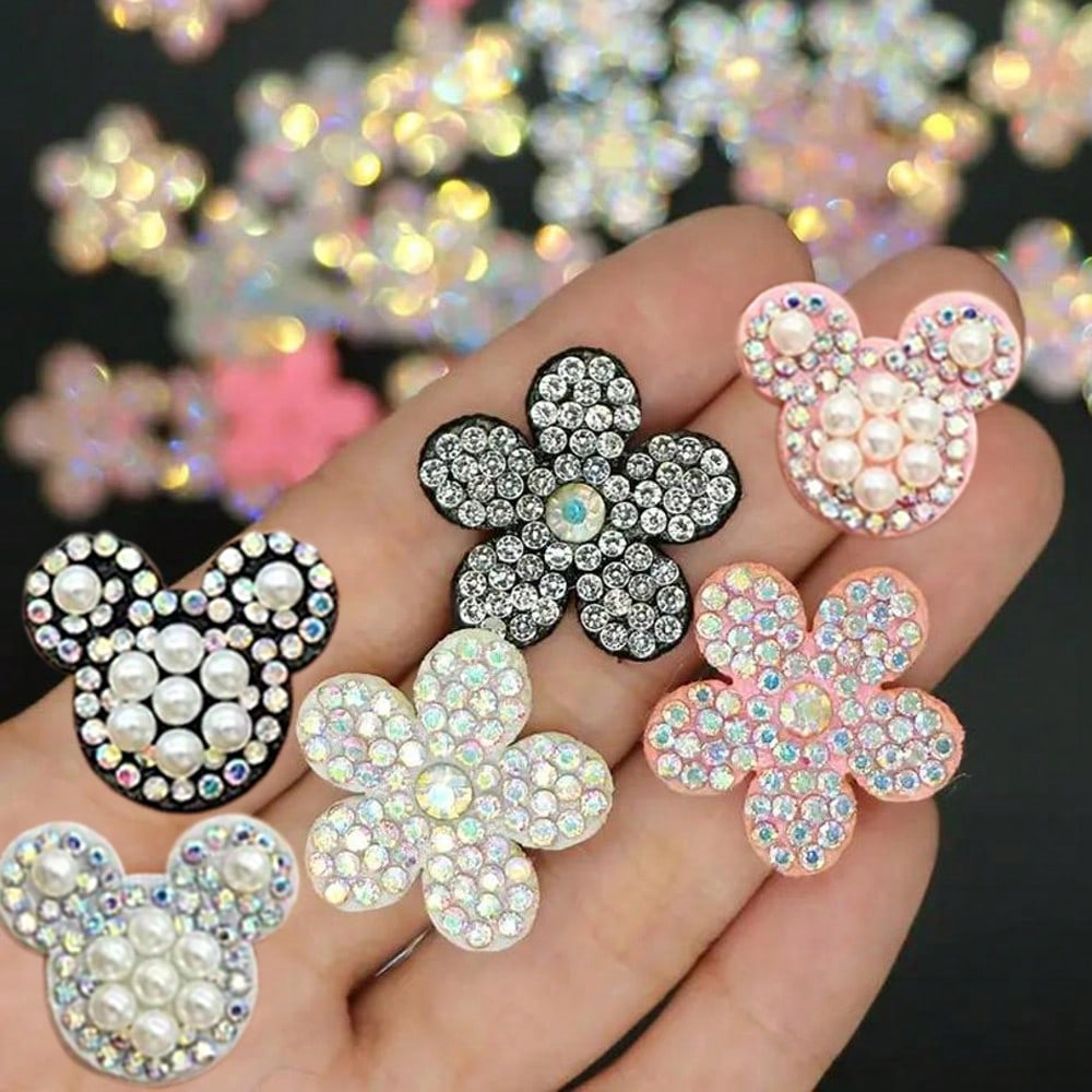 Rhinestone & Pearl Floral Appliqué for Garment Decoration