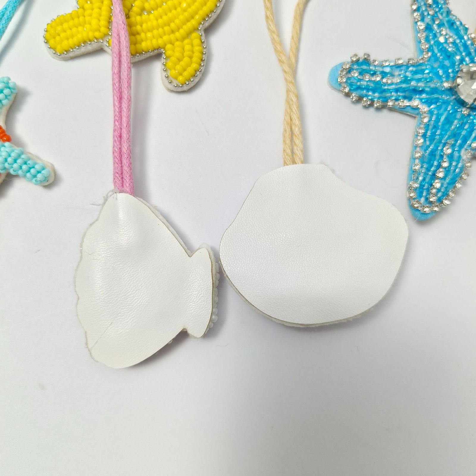 White seashell shape handmade lace pendant ocean style DIY accessory