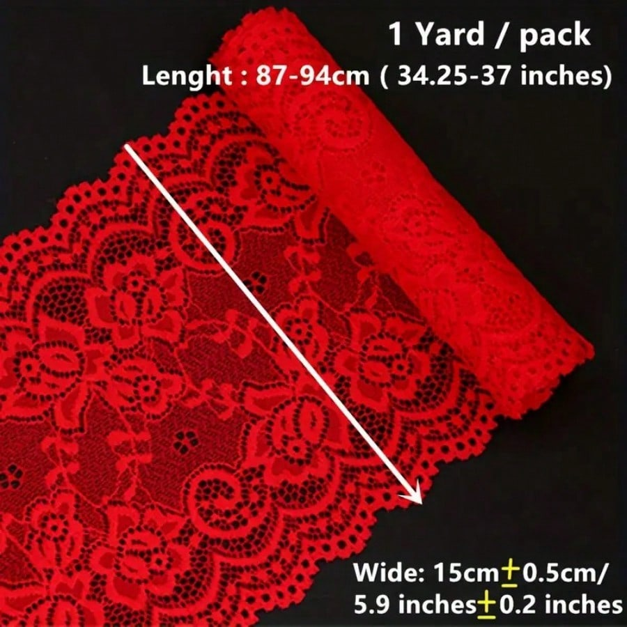 15cm Wide Elastic Floral Lace – Multicolor Stretch Trim for Wedding & Fashion DIY - 图片 7