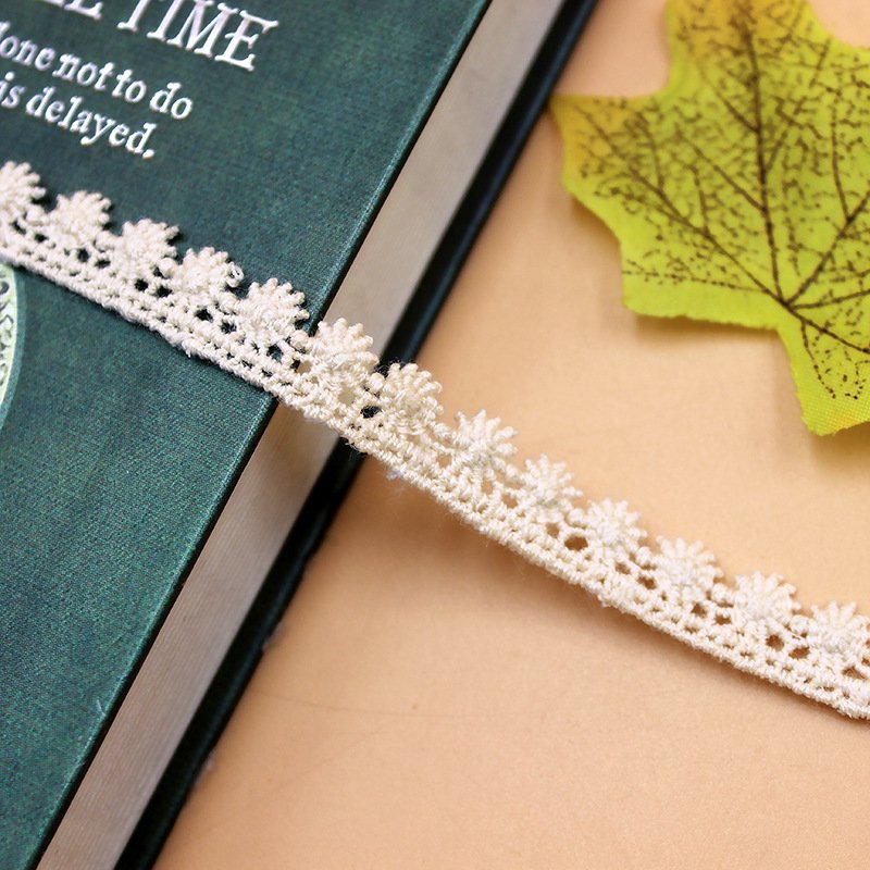Beautiful white lace border, made from water-soluble lace, perfect for adding charm to garments