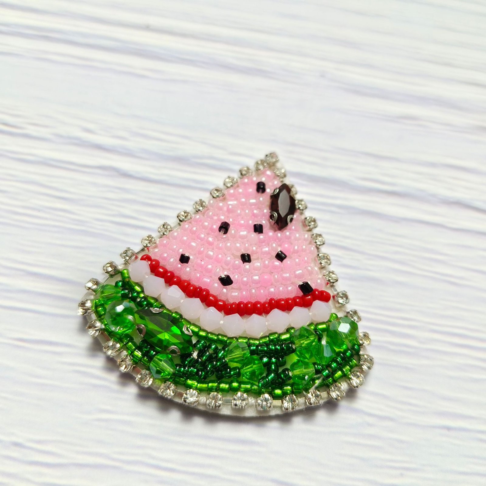 Watermelon beaded embroidery applique handmade fruit patch DIY craft accessory