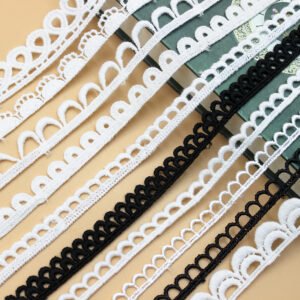 White lace water-soluble trim, perfect for adding vintage-inspired accents to any garment