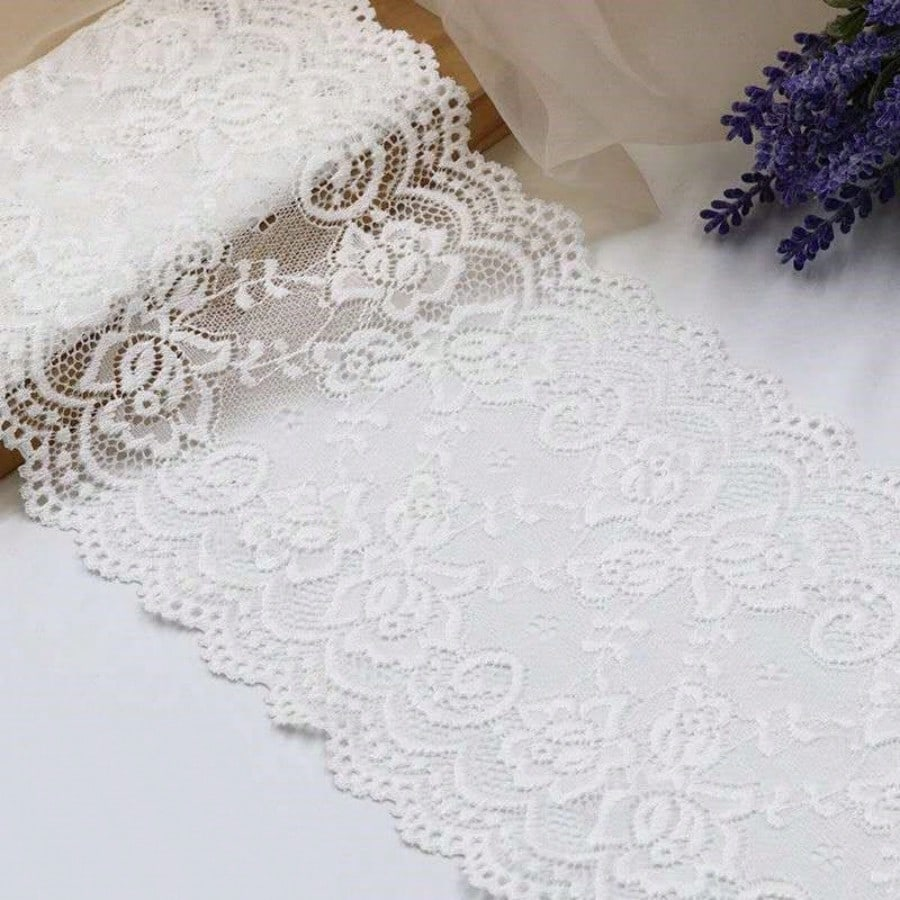 15cm Wide Elastic Floral Lace – Multicolor Stretch Trim for Wedding & Fashion DIY - 图片 5