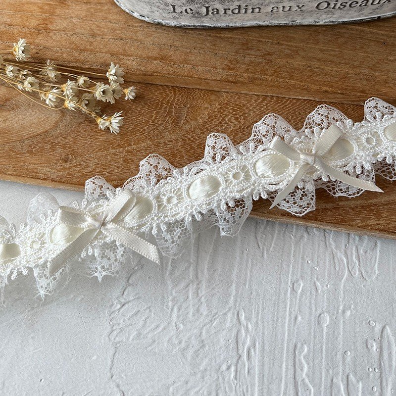 3.8cm Lolita Bow Embroidered Lace with Ruffled Edge for Dress Decoration - 图片 5