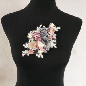 3D flower handmade lace appliqué patch for wedding dress decoration