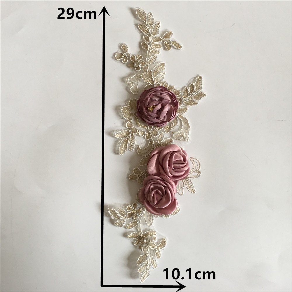 3D lace embroidery appliqué purple flower patch set for handmade crafts and fashion