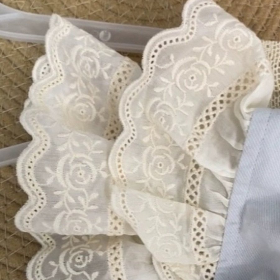 Apricot cotton embroidery lace edge trim 8.5cm wide for neckline cuffs hem sewing