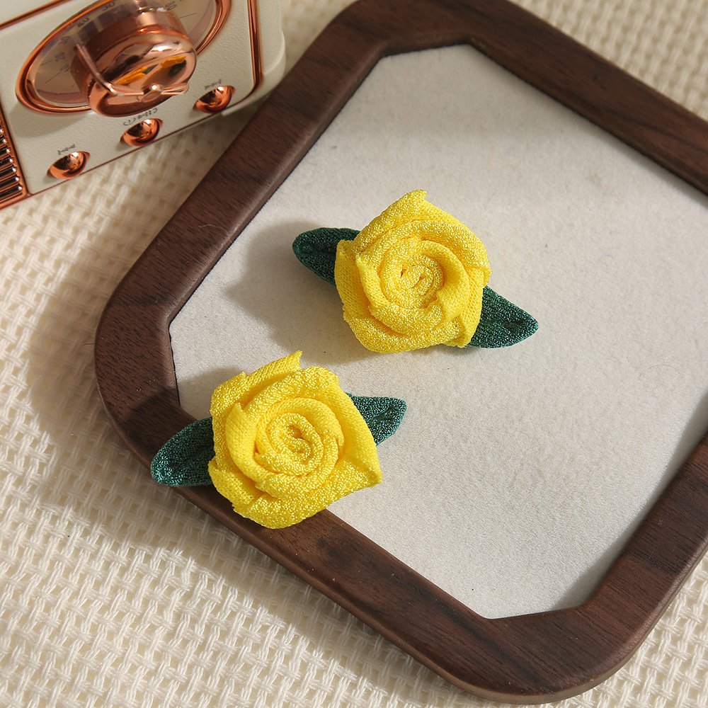 Artificial rose flower decoration for hair clips, brooches, and headbands