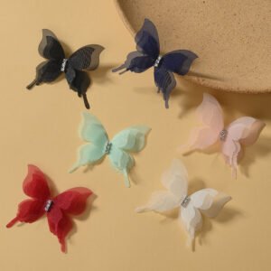 Assorted Colors 3 Layer Tulle Butterfly Appliques for DIY Sewing, Bags, and Party Décor
