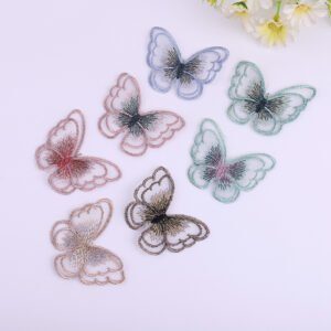 Assorted 6cm Double Layer Embroidered Butterfly Patches for DIY Sewing, Clothing, and Handmade Projects
