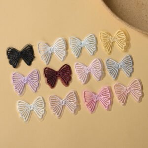 Assorted Color Embroidered Bow Patches – 3.5cm & 4.5cm Lace Appliques for DIY Wedding and Fashion