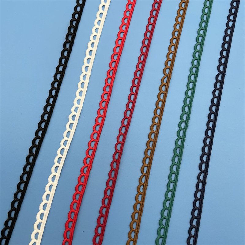 Colorful 0.9cm water soluble lace edging for skirts neckline craft sewing