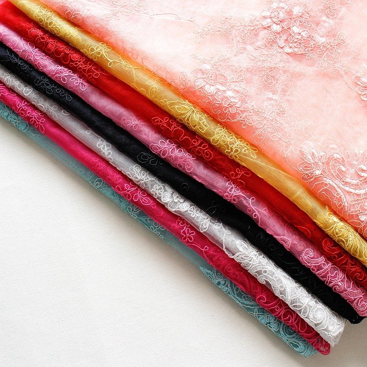 Carbone Lace Embroidery Fabric in Multiple Colors, 1.3m Wide Lace Material