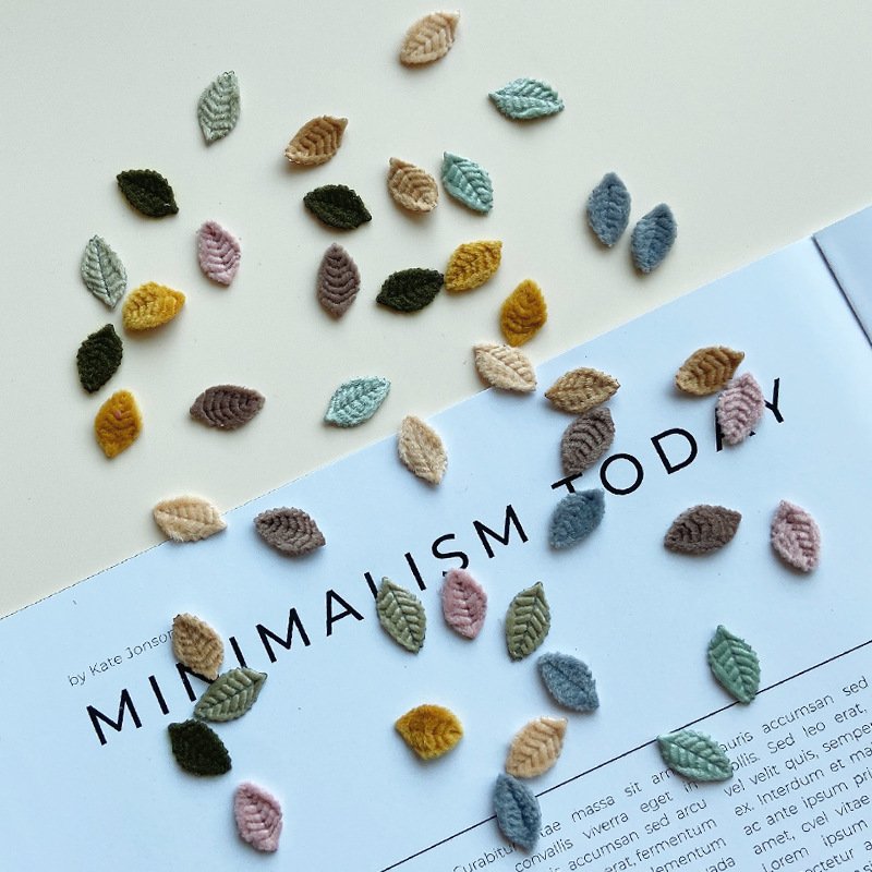 Colorful Mini Leaf Fabric Patches Handmade Felt Appliques for DIY Clothing, Jewelry, and Craft Projects