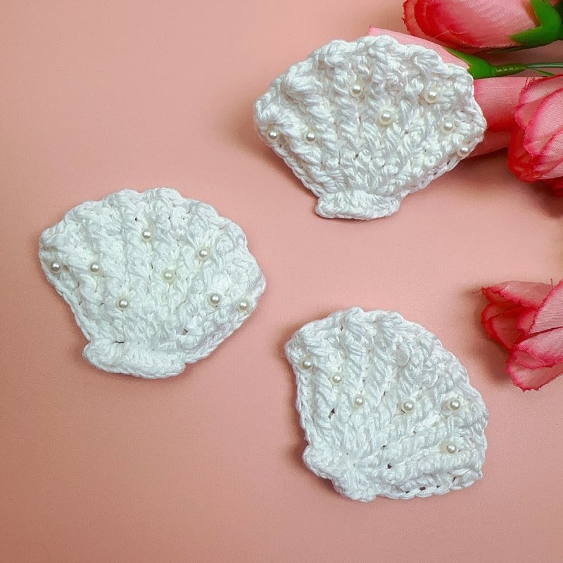 Cotton crochet seashell appliqué patch set for handmade crafts and DIY clothing accessories