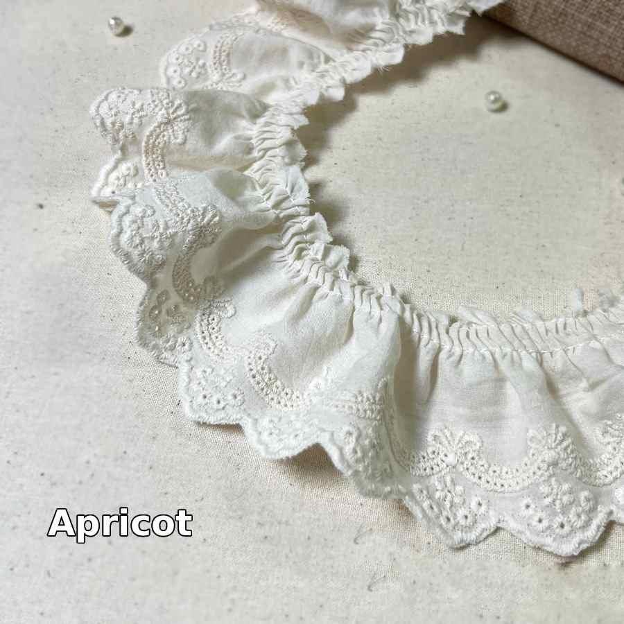 5.3cm apricot cotton ruffled embroidered lace trim for skirt hem and DIY sewing