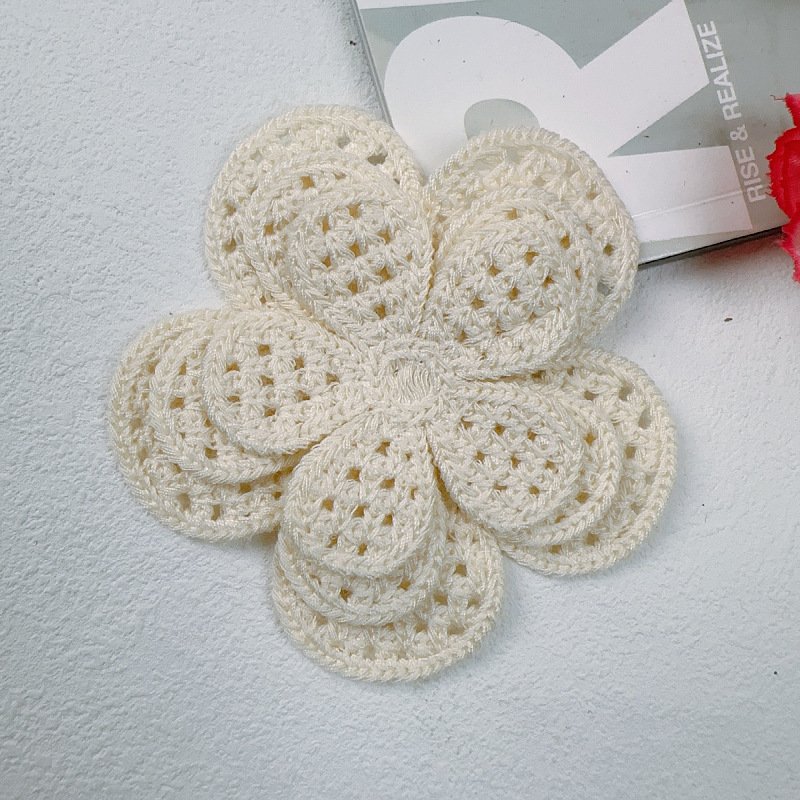 Crochet 3D flower lace appliqué for clothing, accessories, and handmade decoration