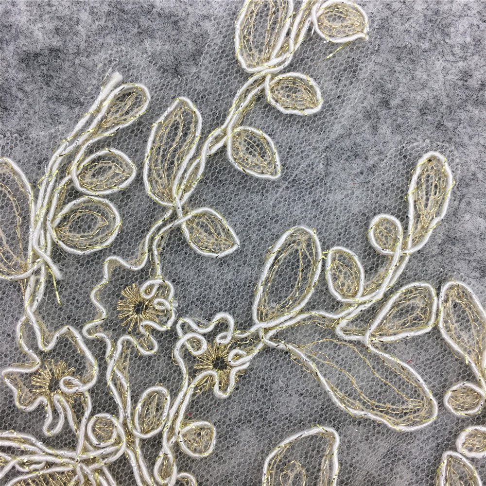 DIY 3D Floral Lace Appliqué with Embroidered Leaf Pattern for Dresses