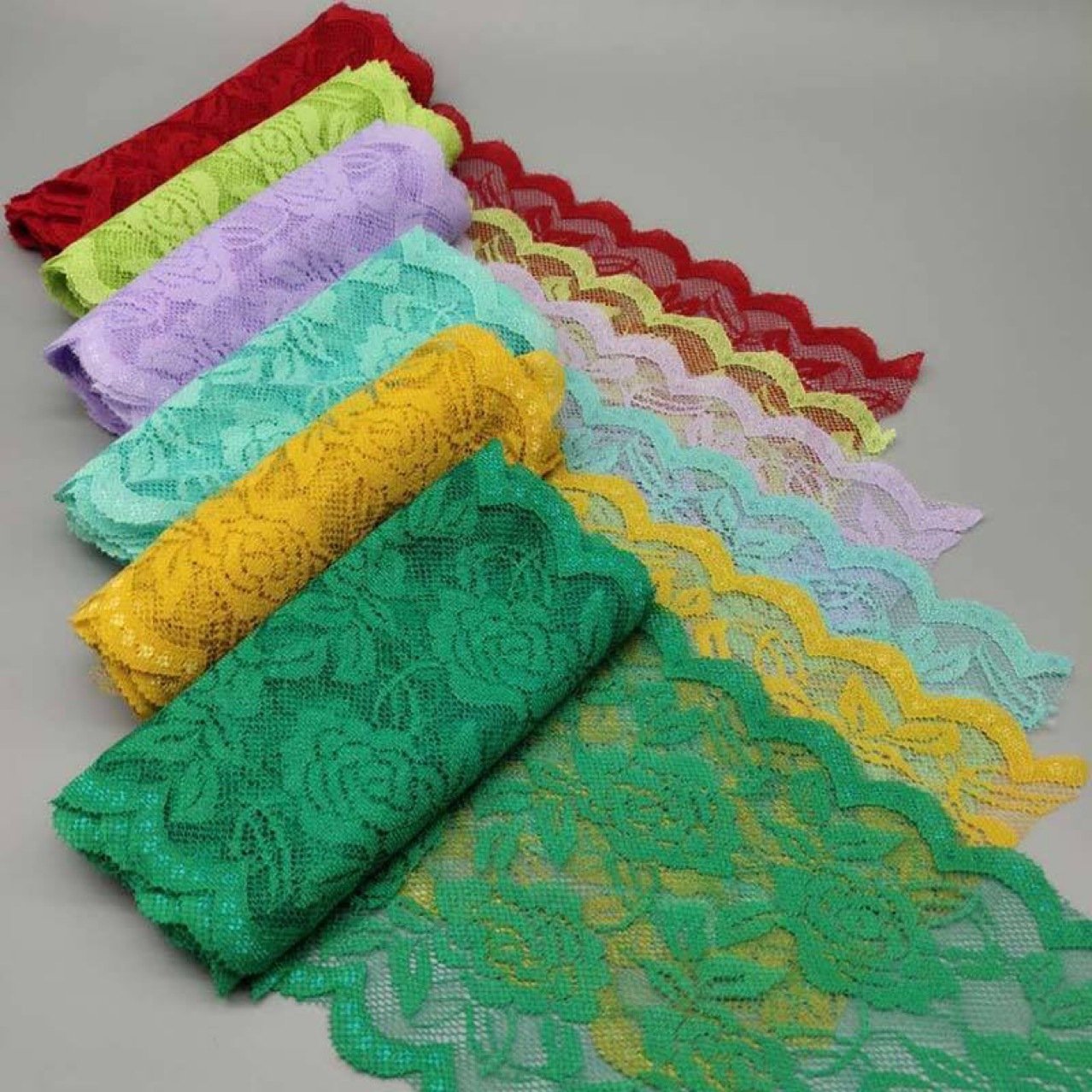 Wide green lace ribbon 15cm for sewing decoration and home décor