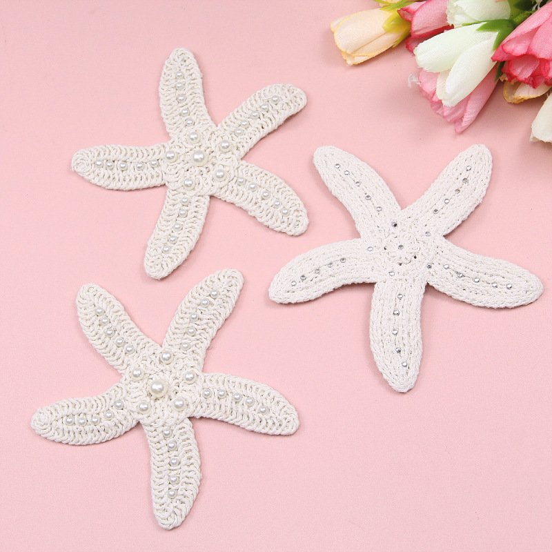 Handmade crochet starfish appliqué patches ocean style for clothing and home décor