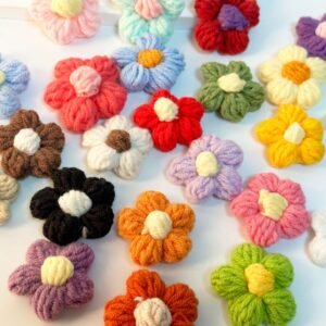 Handmade crochet yarn flower supply for jewelry making and decorations