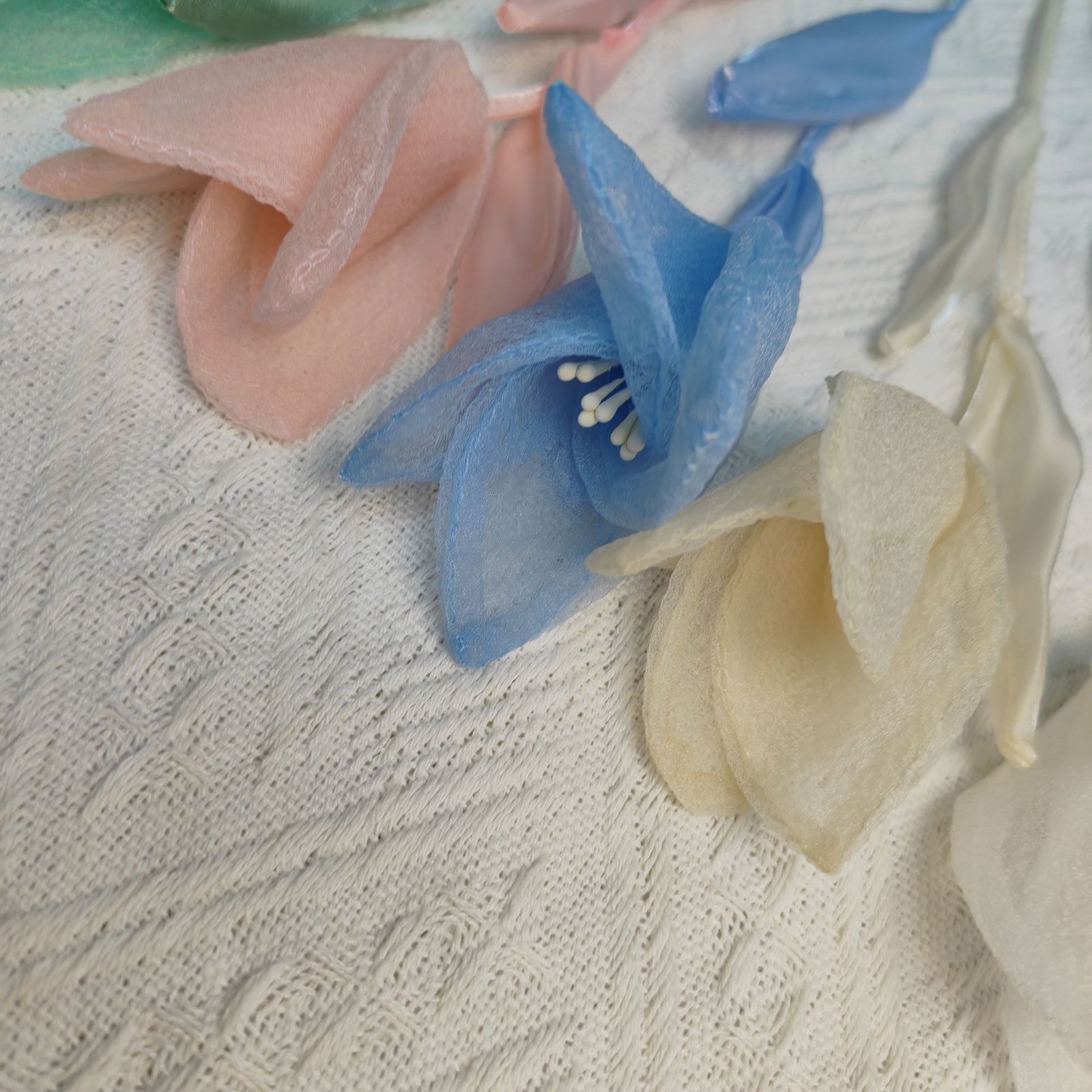 Tulip fabric flower accessory for bags, dresses, and home decoration