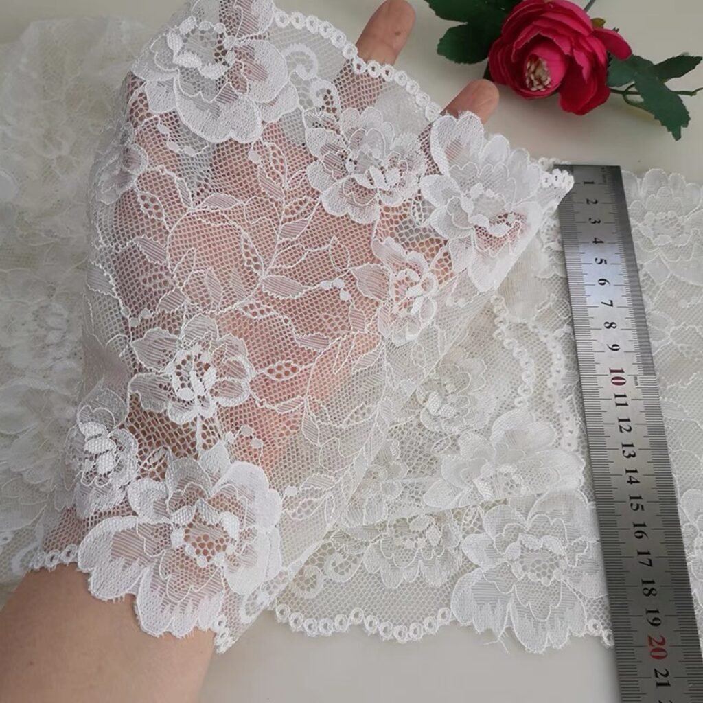 soft white lace applique trim for bridal gowns, skirts, and handmade crafts