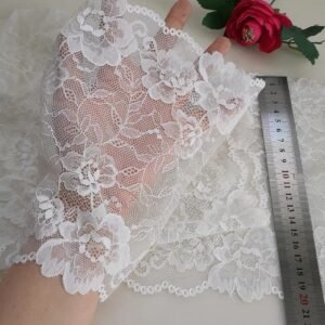 soft white lace applique trim for bridal gowns, skirts, and handmade crafts