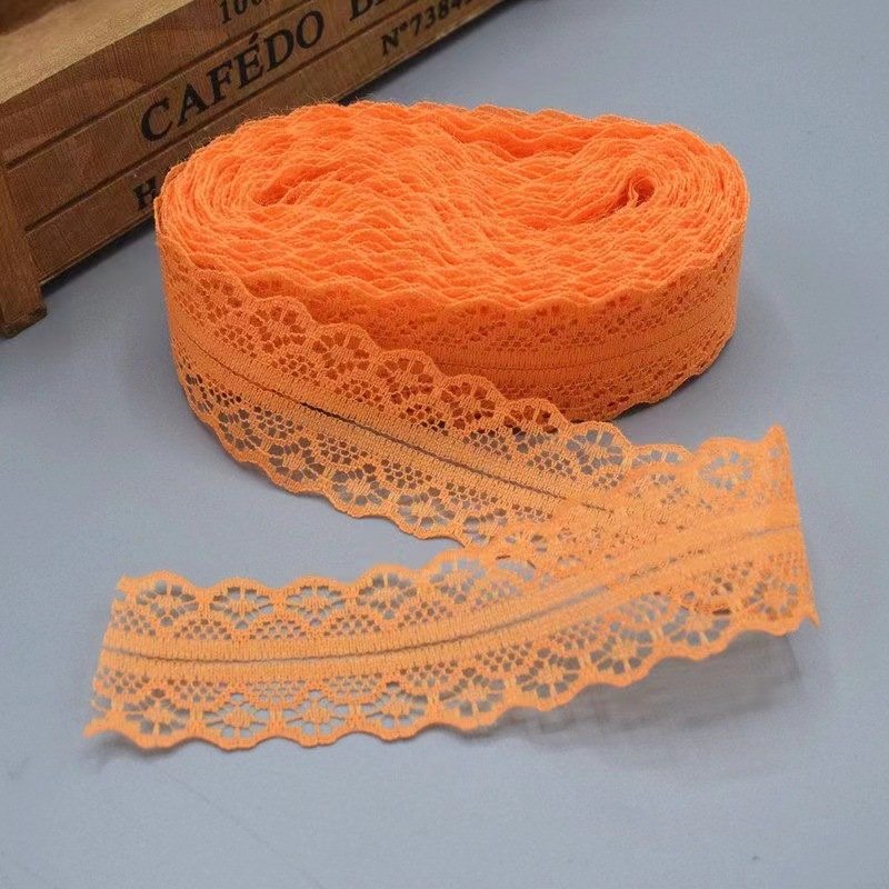Orange 3cm wide lace trim non-stretch lace ribbon for sewing, gift wrapping and crafts