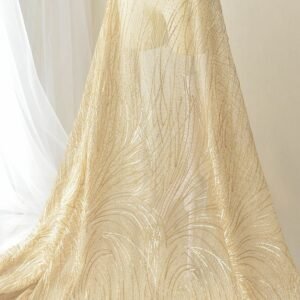 Metallic gold diagonal stripe sequin lace fabric for couture fashion