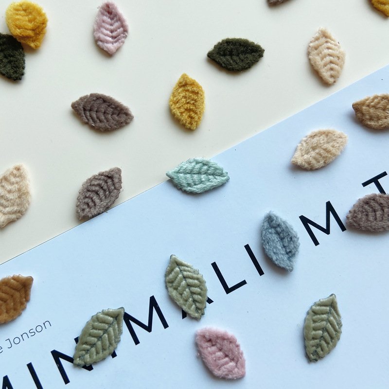 Mini Fabric Leaf Appliques Multicolor Handmade Felt Leaves for DIY Sewing Crafts and Accessories